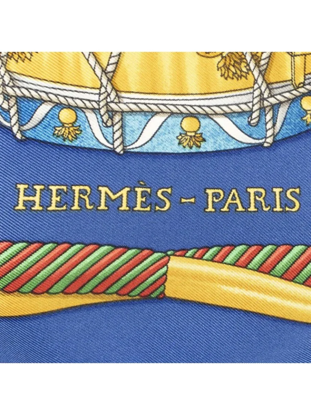 ★SOLD★ Hermes Scarf Blue Gold Silk - Picture 4 of 5